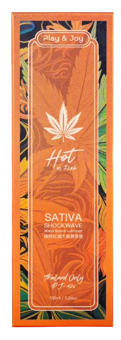 Envase de Sativa Shockwave Lub, lubricante íntimo estimulante con diseño moderno, pensado para conservar y dosificar el producto de forma cómoda y segura.