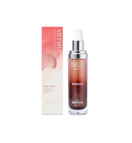 Artmis Tightening Gel de 35 ml junto a su caja, gel íntimo reafirmante con exosomas y ácido hialurónico para mejorar la tonicidad vaginal.