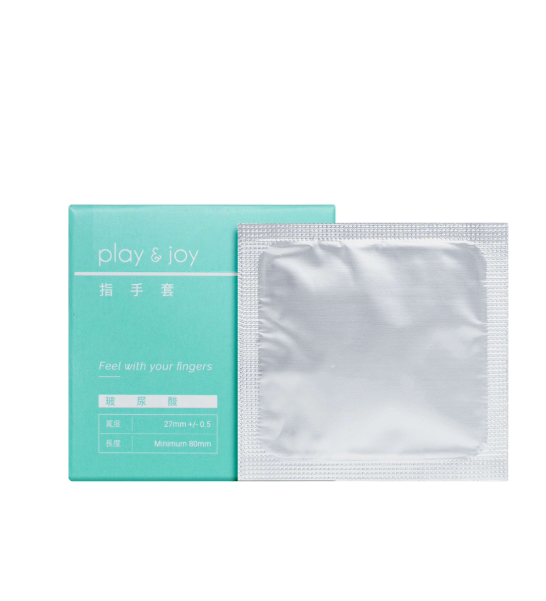 Finger Cot Hyaluronic Acid, pack de 5 dedales junto a su caja, látex lubricado con ácido hialurónico para mayor confort y protección íntima.