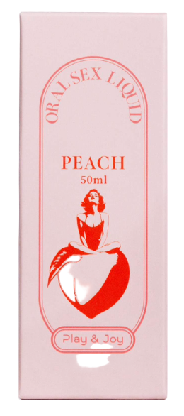 Caja del lubricante oral Oral Pleasure, diseño premium para producto con sabor gourmet Peach.